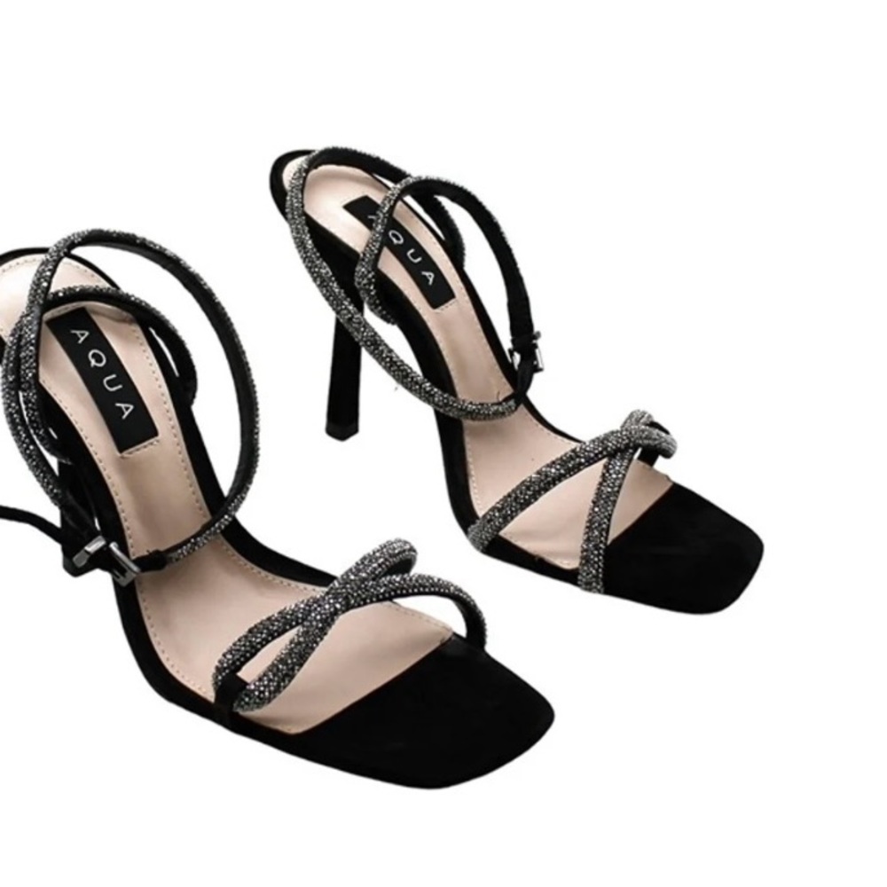AQUA by Bloomingdales Embellished Strappy Squared Toe Stiletto Sandals size 8B